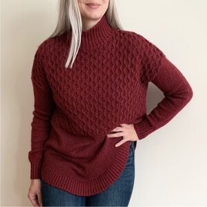 Lole Mock Neck Sweater in Deep Red Colour, size XS